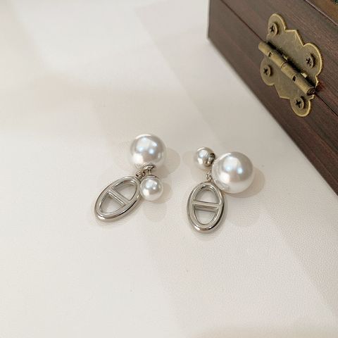 1 Pair Elegant Simple Style Geometric Titanium Steel Drop Earrings