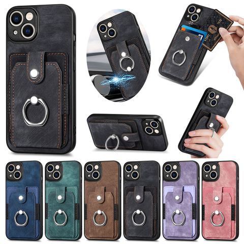 Nordic Style Business Solid Color Pu Leather   Phone Cases