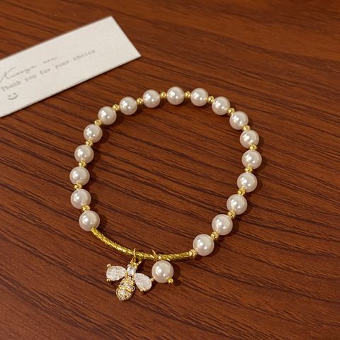Modern Style Bear Flower Zircon Artificial Pearl Wholesale Bracelets