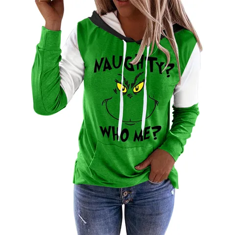 Women's Hoodie Long Sleeve Hoodies & Sweatshirts Printing Christmas Cartoon Letter