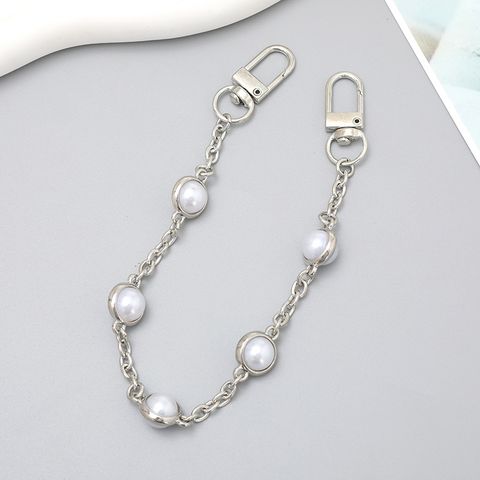 Modern Style Solid Color Metal Plating Mobile Phone Chain