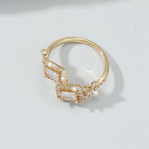 Wholesale IG Style French Style Commute Geometric Copper Inlay Crystal Zircon Open Rings