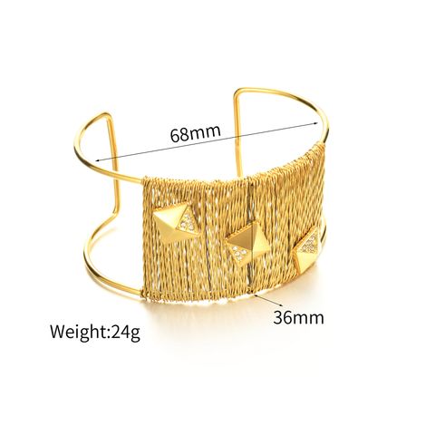 Casual Rhombus 304 Stainless Steel Plating Cuff Bracelets 1 Piece