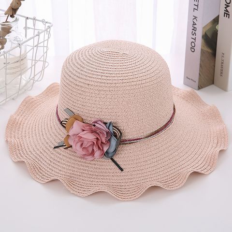 Women's Basic Lattice Bow Knot Bowknot Flat Eaves Straw Hat