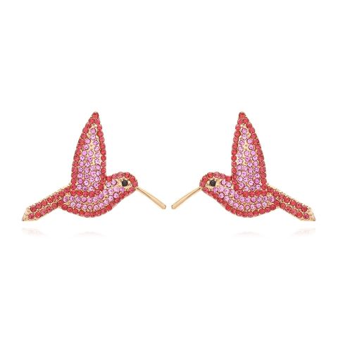 Elegant Simple Style Bird Alloy Rhinestones Women's Ear Studs 1 Pair