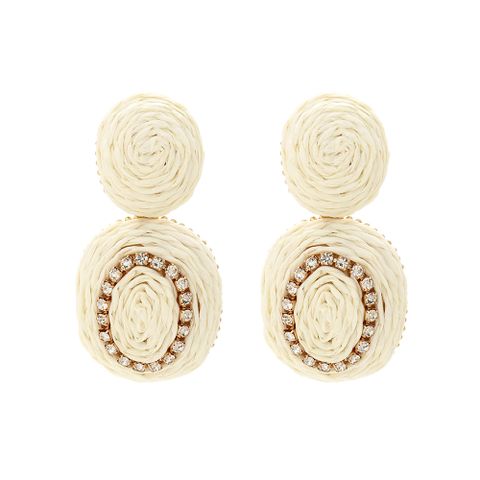 Bohemian Holiday Style Rattan Oval Earrings European And American Ins Hand-Woven Raffia Geometric Earrings For Women