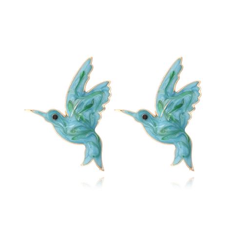 Elegant Simple Style Bird Alloy Enamel Women's Ear Studs 1 Pair