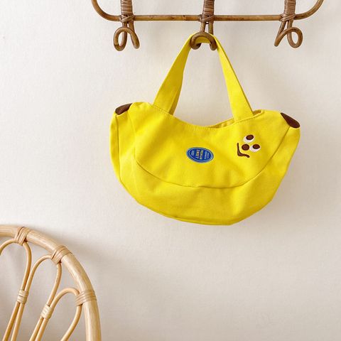 Unisex Small Canvas Banana Cute Dumpling Shape Magnetic Buckle Handbag