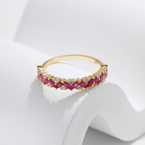 Sterling Silver 14K Gold Plated IG Style Simple Style Shiny Inlay Geometric Zircon Rings