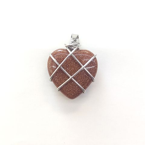 1 Piece 20mm Artificial Crystal Copper Wire Heart Shape Pendant