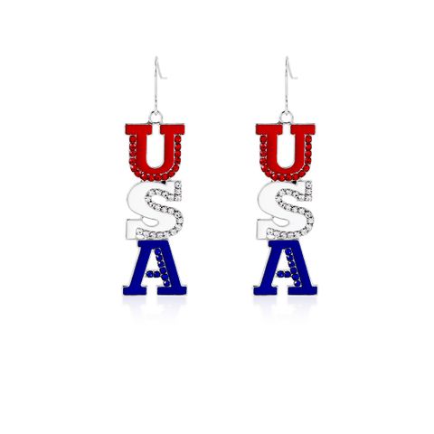 1 Pair Simple Style Commute Letter Alloy Silver Plated Drop Earrings