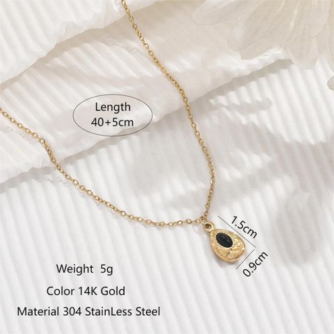 304 Stainless Steel 14K Gold Plated Elegant Simple Style Inlay Water Droplets Opal Pendant Necklace