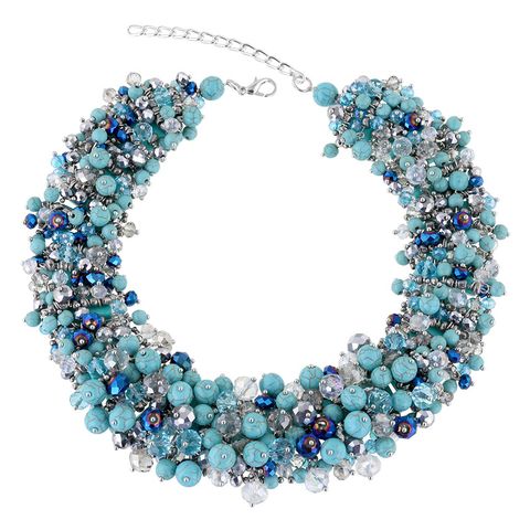 Handmade Geometric Artificial Crystal Turquoise Glass Women's Necklace 1 Piece