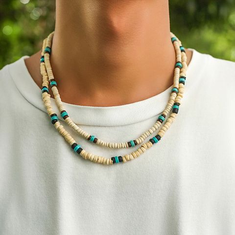 Simple Style U Shape Wooden Beads Unisex Necklace