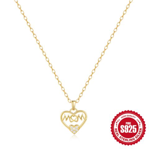 Elegant Simple Style Letter Heart Shape Sterling Silver Plating Zircon Pendant Necklace
