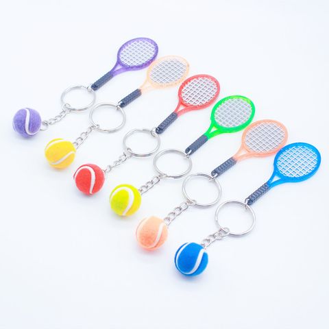 Fashion Tennis Racket Badminton Racket Golf Pvc Metal Unisex Keychain 1 Piece