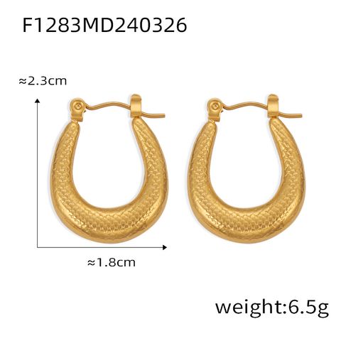 1 Pair Casual Elegant Simple Style U Shape Plating Titanium Steel 18K Gold Plated Earrings