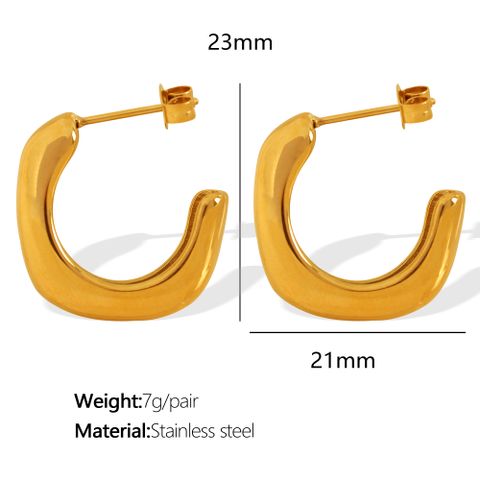 1 Pair Simple Style Classic Style C Shape Titanium Steel 18K Gold Plated Earrings