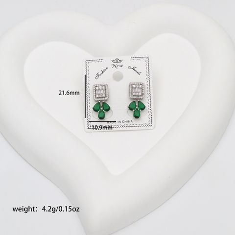 1 Pair Sweet Commute Color Block Plating Inlay Copper Zircon 18K Gold Plated White Gold Plated Drop Earrings