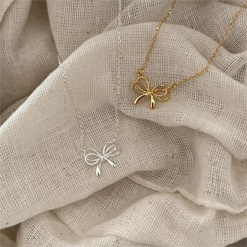 Copper Gold Plated Simple Style Classic Style Bow Knot Necklace