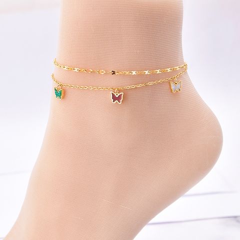 Fashion Butterfly Stainless Steel Inlay Shell Women's Anklet