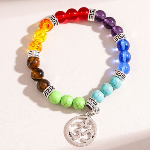 Simple Style Color Block Alloy Glass Bead Women's Bracelets
