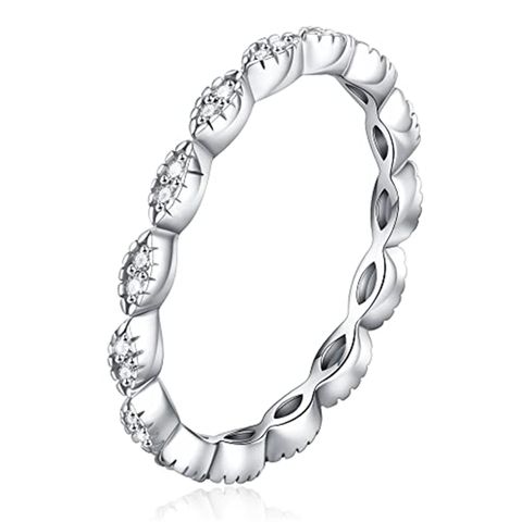 Sterling Silver Elegant Sweet Inlay Geometric Zircon Rings