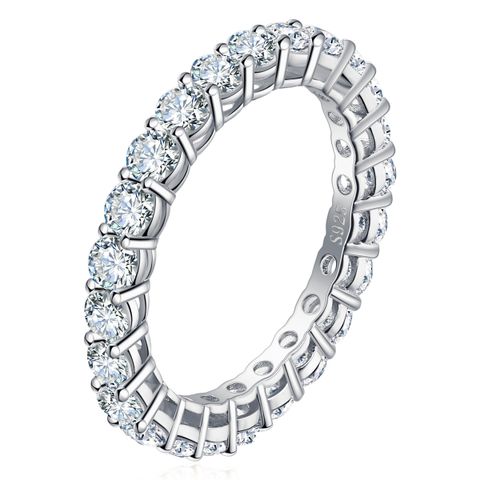 Sterling Silver Elegant Sweet Inlay Geometric Zircon Rings