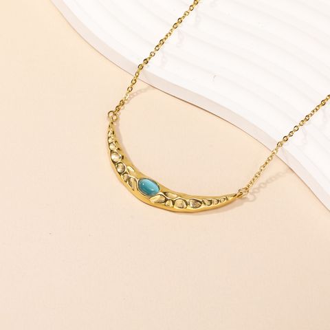 Elegant Simple Style Geometric 304 Stainless Steel Turquoise Opal Pendant Necklace 1 Piece