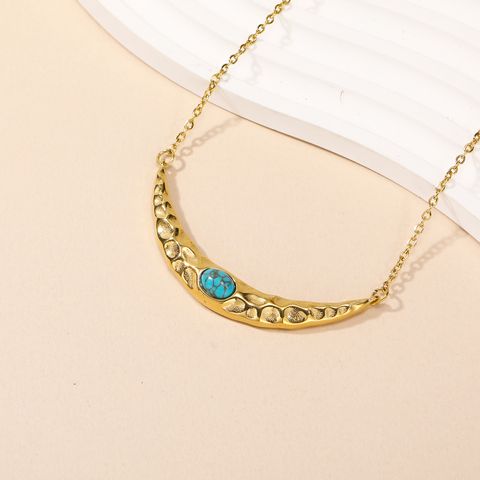 Elegant Simple Style Geometric 304 Stainless Steel Turquoise Opal Pendant Necklace 1 Piece