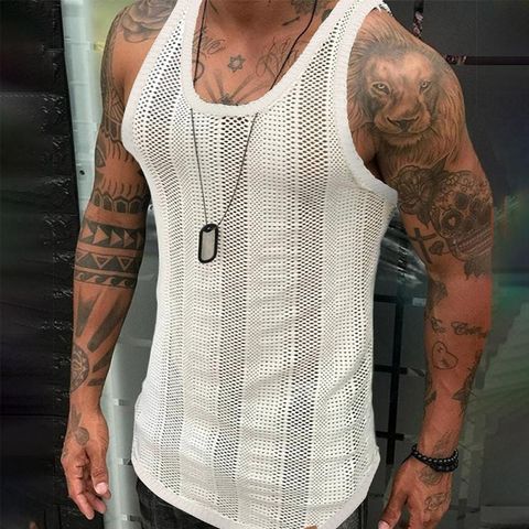 Men's Solid Color Casual Round Neck Sleeveless Regular Fit Men's Tops