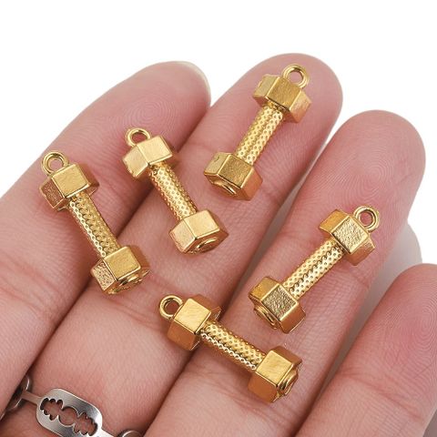 Stainless Steel Hydraulic Dumbbell Pendant-Steel Golden Long 22.5mm Personalized Diy Handmade Jewelry Accessories Wholesale