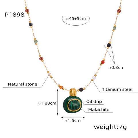 Elegant Geometric Malachite Plating Pendant Necklace 1 Piece