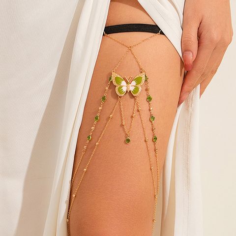 Elegant Simple Style Butterfly Gold Plated Silver Plated Rhinestones Alloy Wholesale Leg Chain