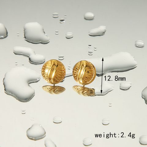 1 Pair Simple Style Round 304 Stainless Steel 18K Gold Plated Ear Studs