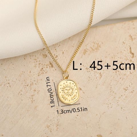 Copper 18K Gold Plated Retro Simple Style Angel Moon Spider Pendant Necklace