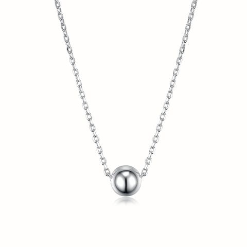 Sterling Silver White Gold Plated Elegant Round Round Round Dots Necklace