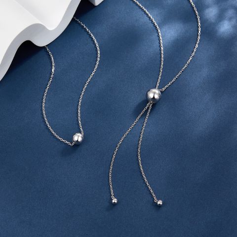 Sterling Silver White Gold Plated Elegant Round Round Round Dots Necklace