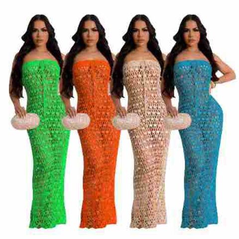Women's Sheath Dress Vacation Strapless Sleeveless Solid Color Maxi Long Dress Daily Beach