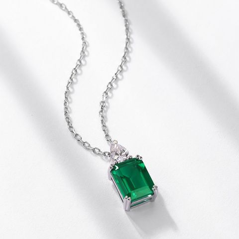 Sterling Silver White Gold Plated Silver Plated Retro Geometric Lab-grown Gemstone Zircon