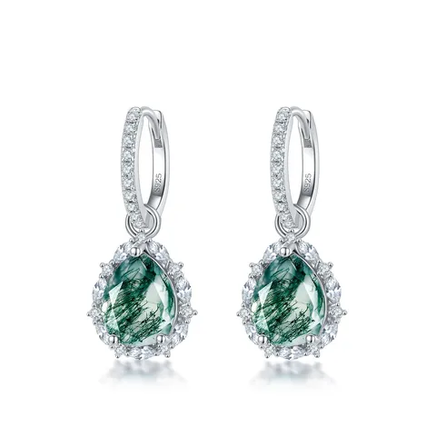 1 Par Elegante Estilo Simple Gotitas De Agua Piedra Preciosa Cultivada En Laboratorio Plata Esterlina Circón Blanco Oro Plateado Pendientes De Gota