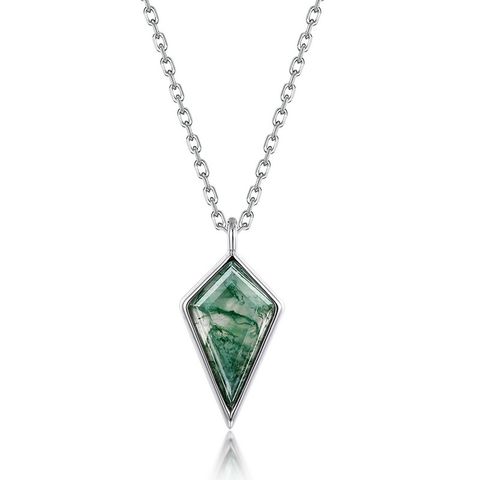 1 Piece 14.5*8.5mm Lab-grown Gemstone Sterling Silver White Gold Plated Geometric Polished Pendant