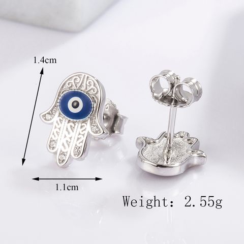 1 Piece Classical Funny Eye Octopus Plating Inlay Sterling Silver Zircon White Gold Plated Ear Studs