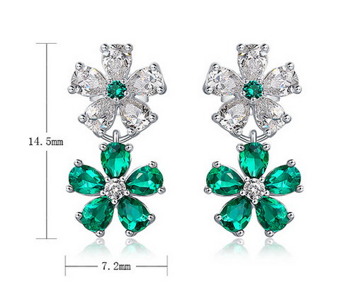 1 Pair Elegant Lady Streetwear Petal Polishing Inlay Sterling Silver Lab-grown Gemstone Drop Earrings