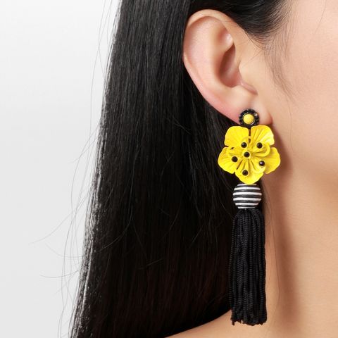 Simple Style Flower Alloy Tassel Women's Earrings