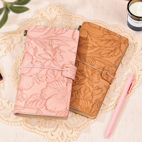 1 Piece Solid Color Class Learning Pu Leather Paper Cute Notebook