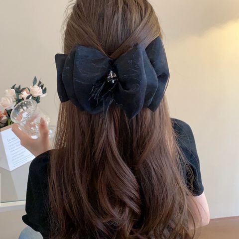 Women's Casual Simple Style Bow Knot Alloy Cloth Inlay Artificial Pearls Hair Clip