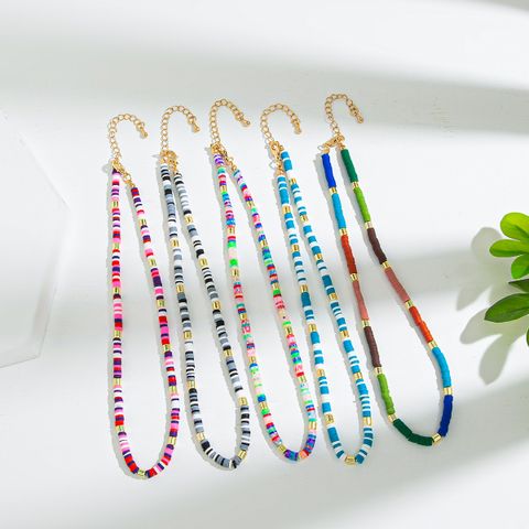 Wholesale Jewelry Cute Sweet Simple Style Color Block Alloy Soft Clay Beaded