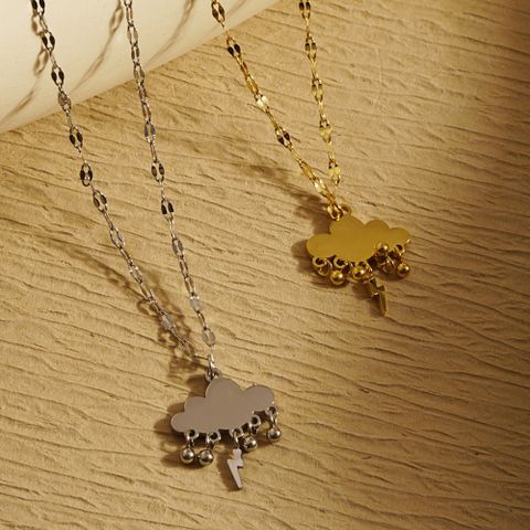 304 Stainless Steel 18K Gold Plated Simple Style Classic Style Plating Clouds Solid Color Necklace