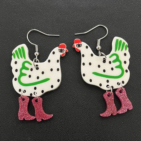 1 Pair Funny Polka Dots Boots Chicken Arylic Women's Ear Hook